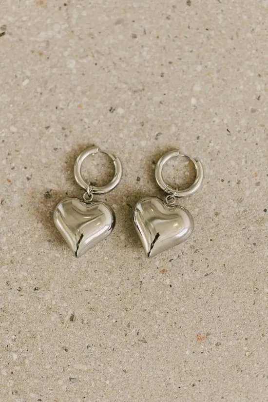 Bohme Taryn Hoop Heart Earrings Silver Women Jewelry