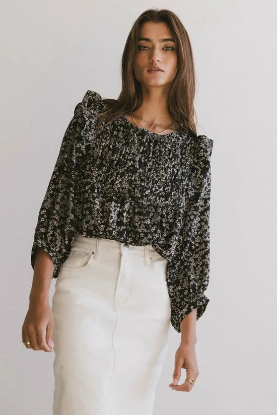Bohme Taya Ditsy Floral Blouse In Black Black Women Blouses