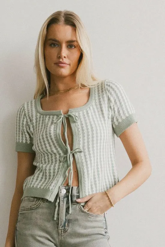 Bohme Teddy Tie Front Cardigan In Sage Sage Women Tops