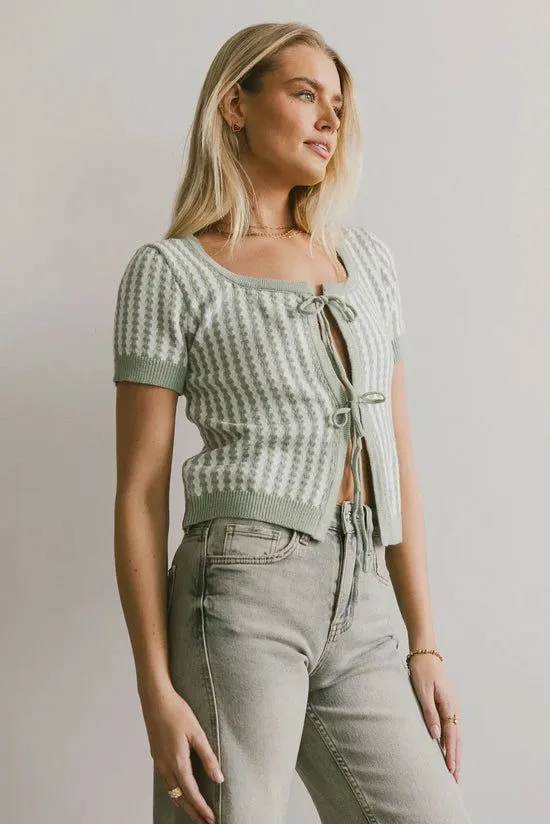 Bohme Teddy Tie Front Cardigan In Sage Sage Women Tops