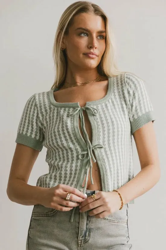 Bohme Teddy Tie Front Cardigan In Sage Sage Women Tops