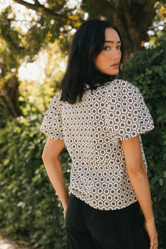 Bohme Tikoa Collared Floral Top Cream Women Blouses