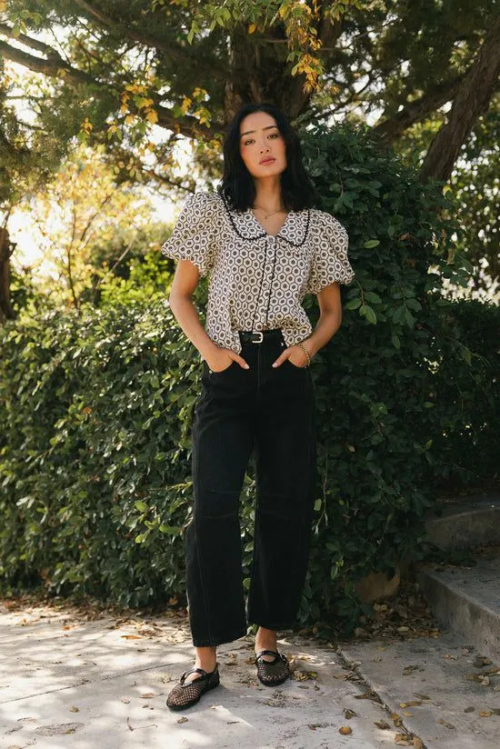Bohme Tikoa Collared Floral Top Cream Women Blouses