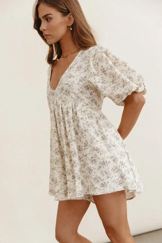 Bohme Tilly Floral Romper Grey Women Jumpsuits and Overalls