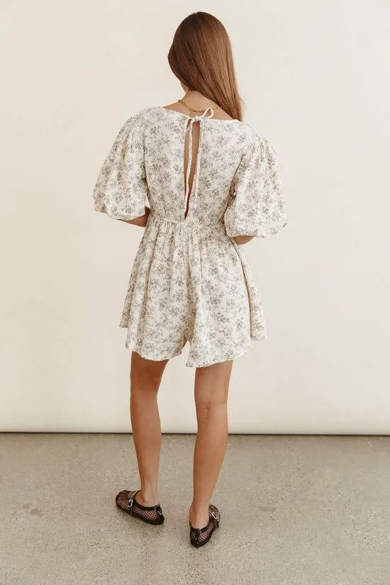 Bohme Tilly Floral Romper Grey Women Jumpsuits and Overalls
