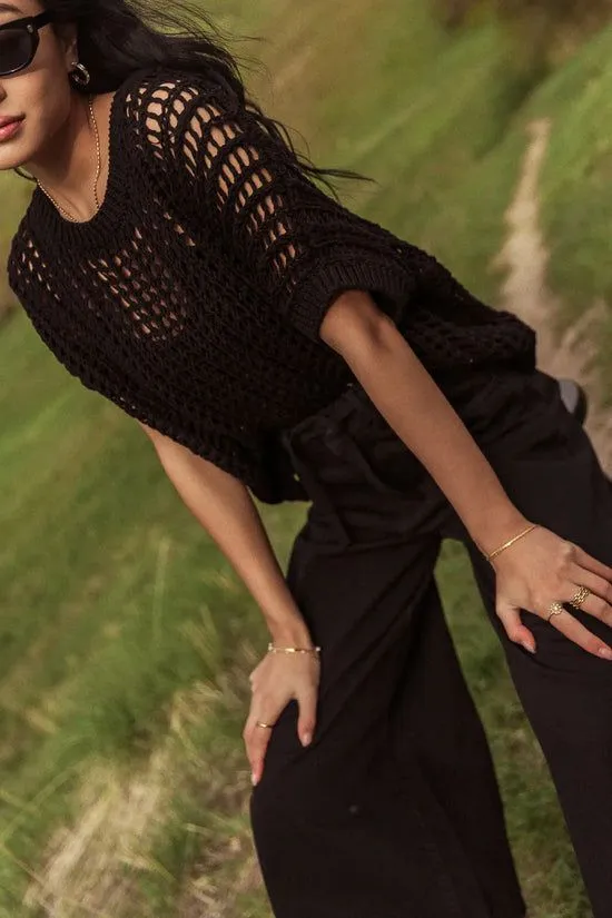 Bohme Toso Crocheted Top In Black Black Women Tops