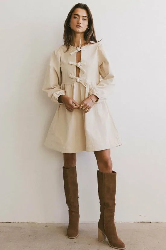 Bohme Tyler Peplum Mini Dress In Ivory Corduroy Ivory Women Dresses
