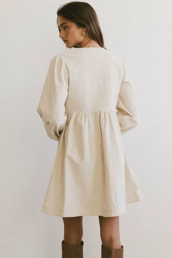 Bohme Tyler Peplum Mini Dress In Ivory Corduroy Ivory Women Dresses