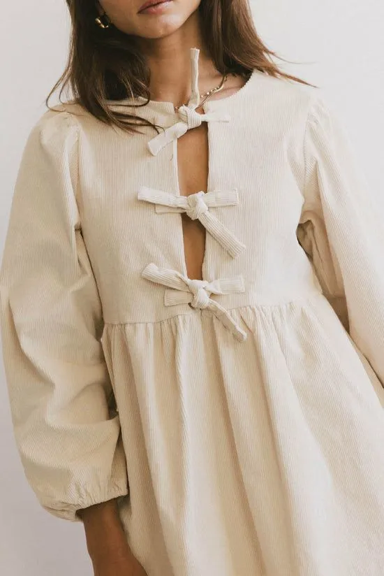Bohme Tyler Peplum Mini Dress In Ivory Corduroy Ivory Women Dresses