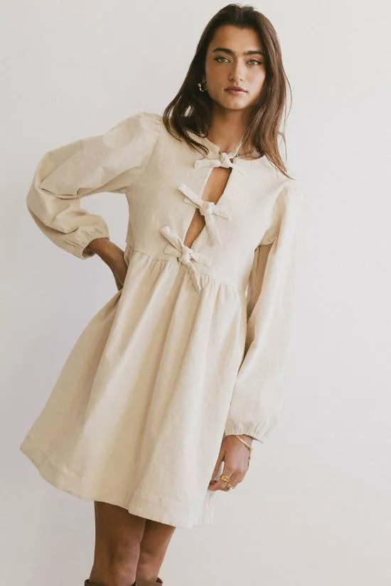 Bohme Tyler Peplum Mini Dress In Ivory Corduroy Ivory Women Dresses