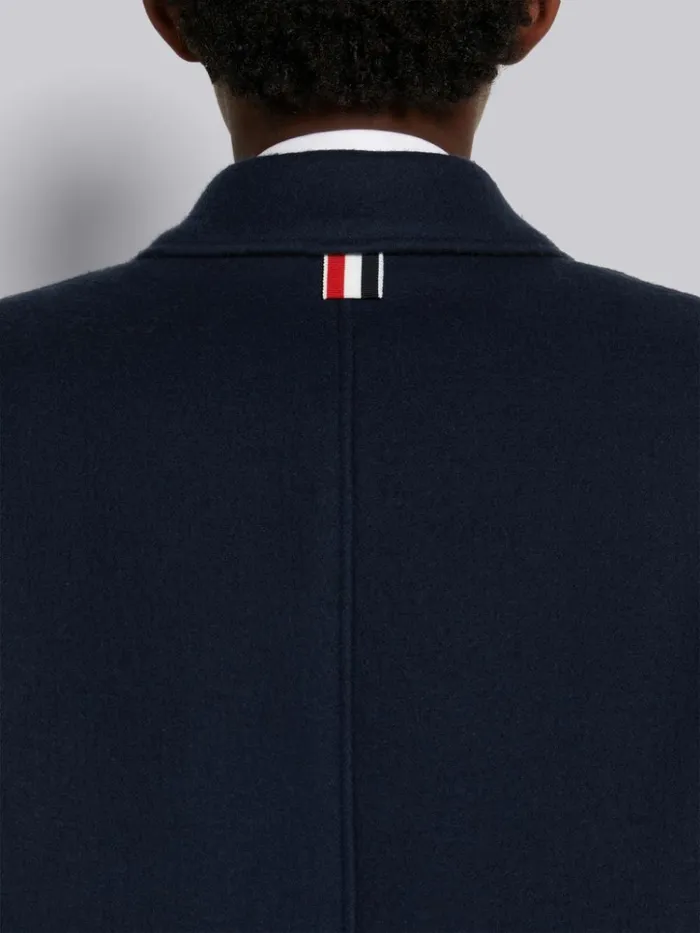 Boiled Wool Oversized Doublebreasted Sack Overcoat Navy Women Thom Browne Outerwear