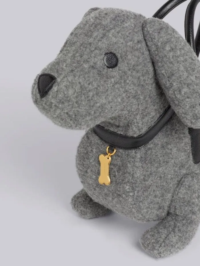 Boiled Wool Stripe Hector Bag Medium Grey WomenMen Thom Browne Handbags and Totes