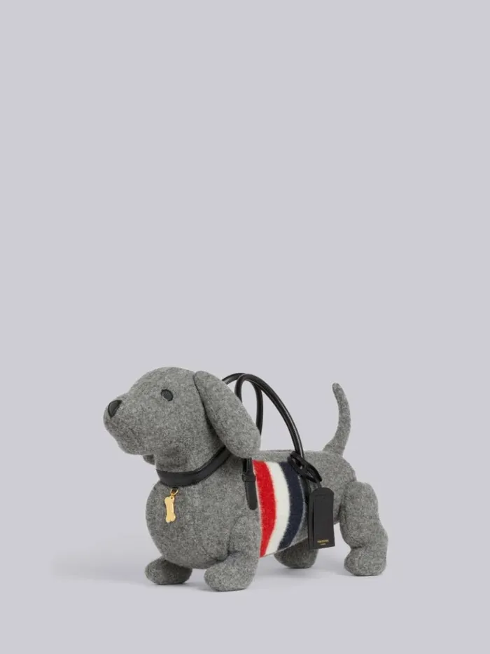 Boiled Wool Stripe Hector Bag Medium Grey WomenMen Thom Browne Handbags and Totes