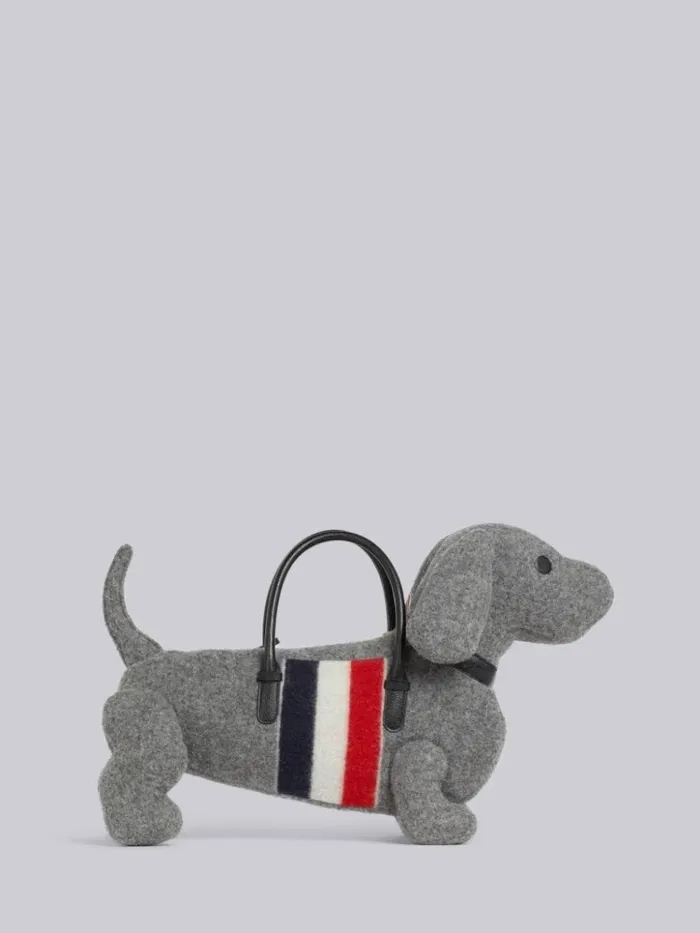 Boiled Wool Stripe Hector Bag Medium Grey WomenMen Thom Browne Handbags and Totes