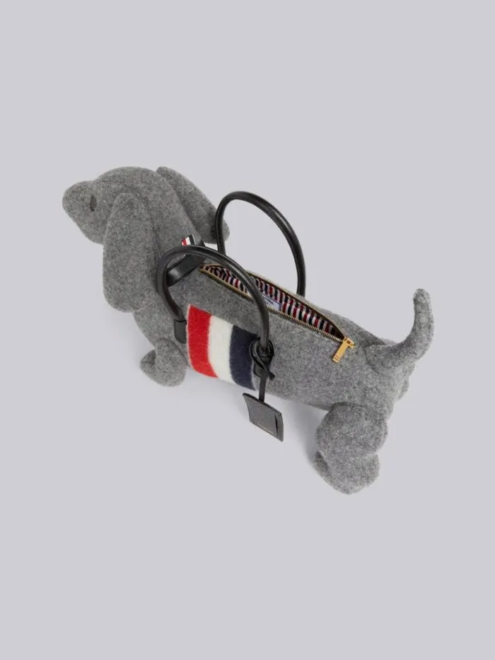 Boiled Wool Stripe Hector Bag Medium Grey WomenMen Thom Browne Handbags and Totes