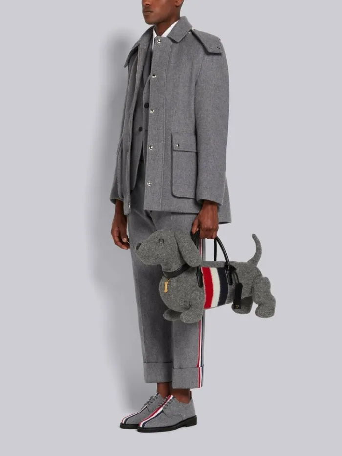 Boiled Wool Stripe Hector Bag Medium Grey WomenMen Thom Browne Handbags and Totes