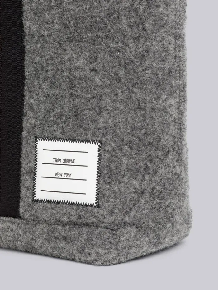 Boiled Wool Stripe Webbing Strap Small Zippered Tool Tote Medium Grey WomenMen Thom Browne Handbags and Totes