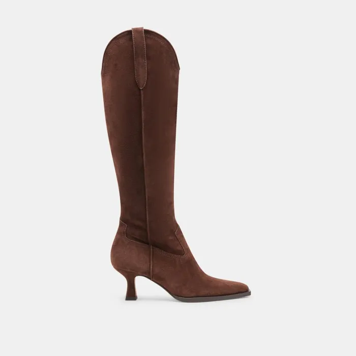 Boots and Booties Women Dolce Vita Ariana Wide Calf Boots Dk Brown Suede
