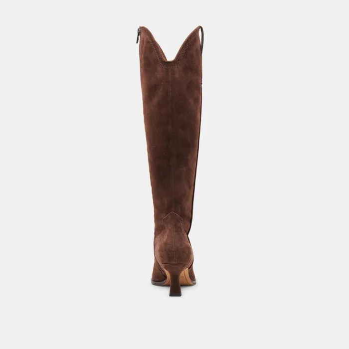 Boots and Booties Women Dolce Vita Ariana Wide Calf Boots Dk Brown Suede