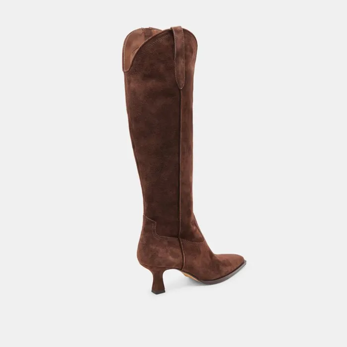 Boots and Booties Women Dolce Vita Ariana Wide Calf Boots Dk Brown Suede