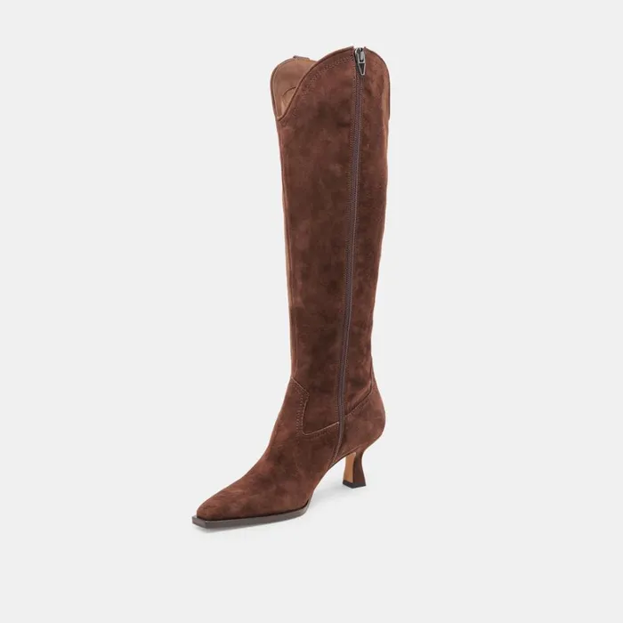 Boots and Booties Women Dolce Vita Ariana Wide Calf Boots Dk Brown Suede
