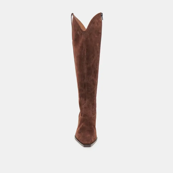 Boots and Booties Women Dolce Vita Ariana Wide Calf Boots Dk Brown Suede