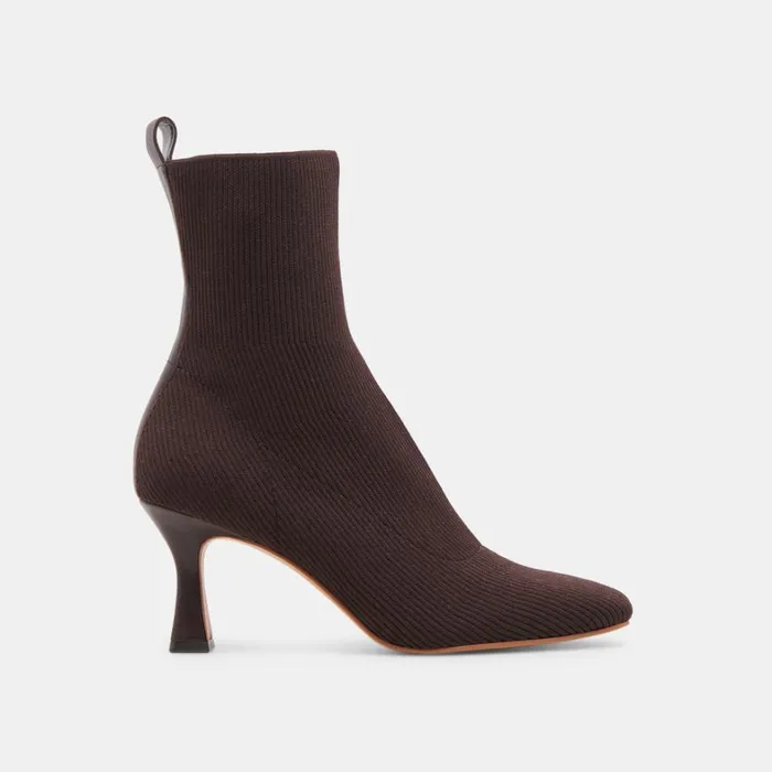 Boots and Booties Women Dolce Vita Glamor Knit Boots Dk Brown Knit