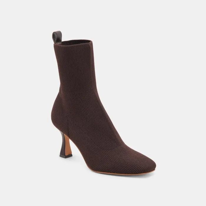 Boots and Booties Women Dolce Vita Glamor Knit Boots Dk Brown Knit