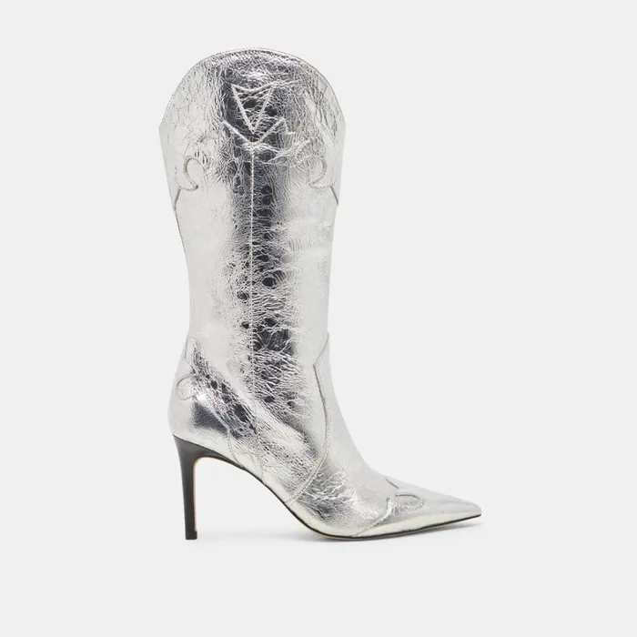 Boots and Booties Women Dolce Vita Kasedy Boots Silver Distressed Leather