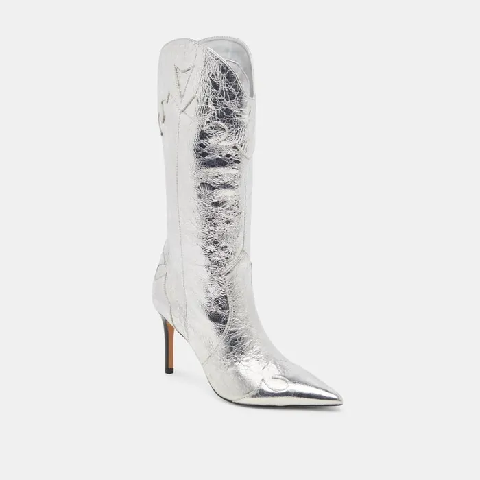 Boots and Booties Women Dolce Vita Kasedy Boots Silver Distressed Leather