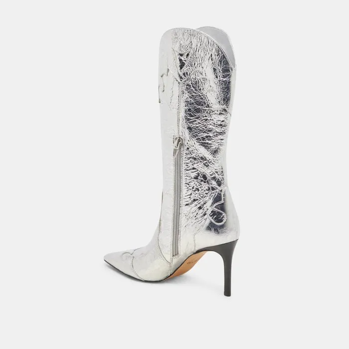 Boots and Booties Women Dolce Vita Kasedy Boots Silver Distressed Leather