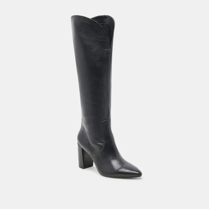 Boots and Booties Women Dolce Vita Nedi Wide Calf Boots Black Leather