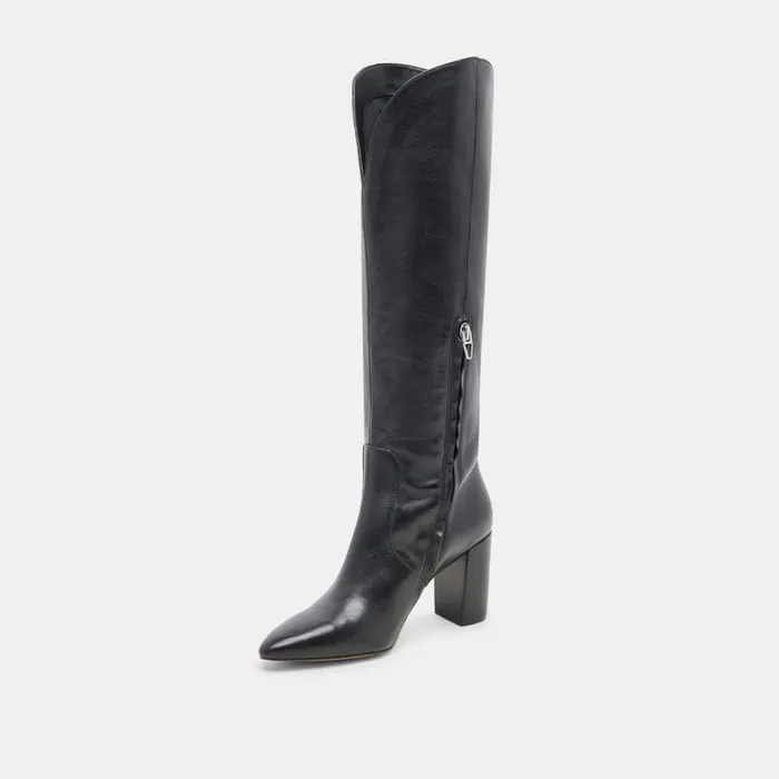 Boots and Booties Women Dolce Vita Nedi Wide Calf Boots Black Leather
