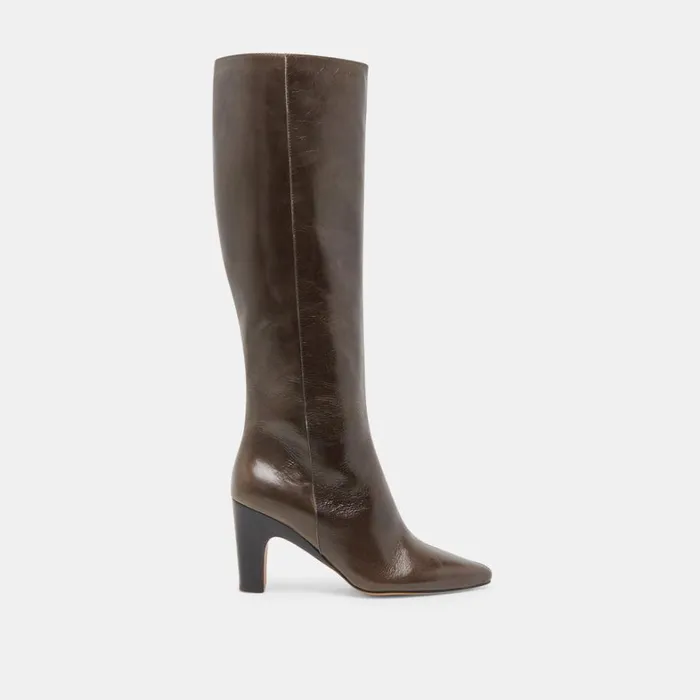 Boots and Booties Women Dolce Vita Nelas Wide Calf Boots Dark Olive Leather