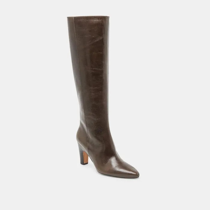 Boots and Booties Women Dolce Vita Nelas Wide Calf Boots Dark Olive Leather