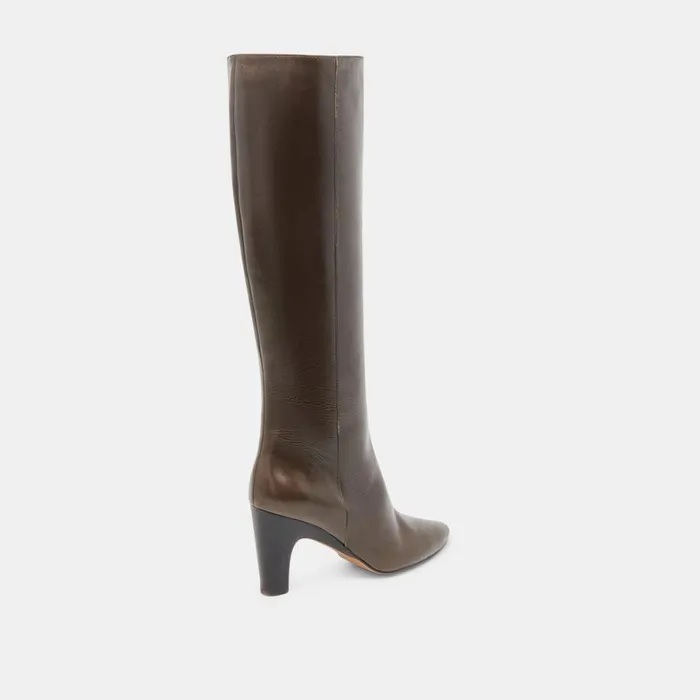 Boots and Booties Women Dolce Vita Nelas Wide Calf Boots Dark Olive Leather