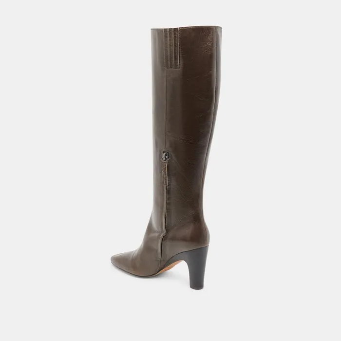 Boots and Booties Women Dolce Vita Nelas Wide Calf Boots Dark Olive Leather