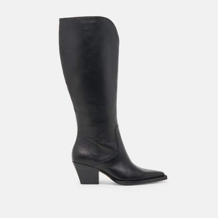 Boots and Booties Women Dolce Vita Raj Wide Calf Boots Black Leather