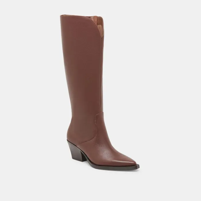 Boots and Booties Women Dolce Vita Raj Wide Calf Boots Chocolate Leather