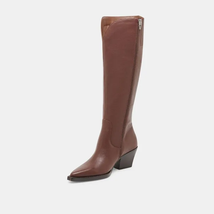 Boots and Booties Women Dolce Vita Raj Wide Calf Boots Chocolate Leather