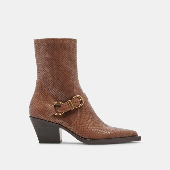 Boots and Booties Women Dolce Vita Rave Wide Calf Boots Saddle Embossed Leather