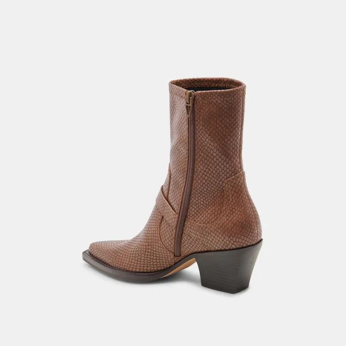 Boots and Booties Women Dolce Vita Rave Wide Calf Boots Saddle Embossed Leather