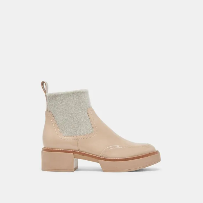 Boots and Booties Women Dolce Vita Saline H2O Wide Booties Dune Crinkle Patent