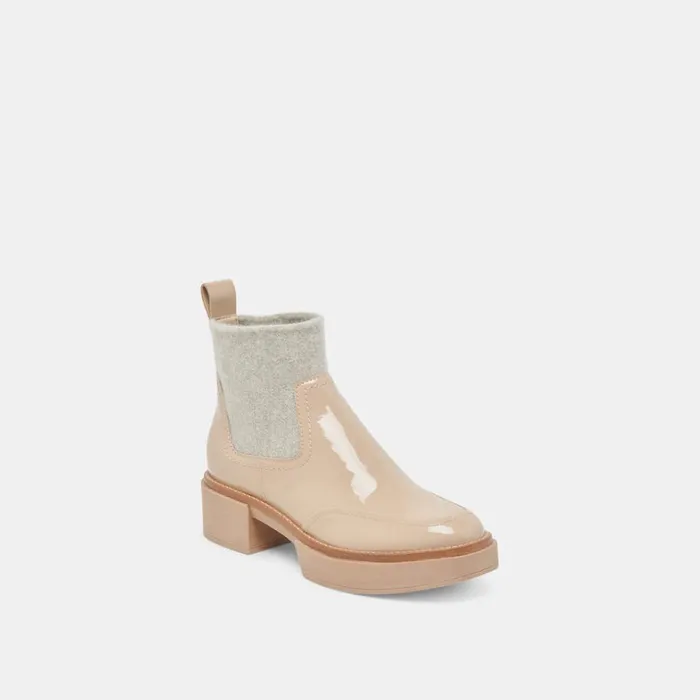 Boots and Booties Women Dolce Vita Saline H2O Wide Booties Dune Crinkle Patent