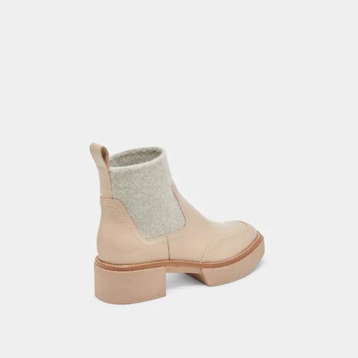 Boots and Booties Women Dolce Vita Saline H2O Wide Booties Dune Crinkle Patent