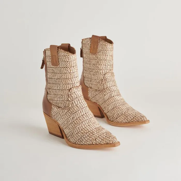 Boots and Booties Women Dolce Vita Texin Booties Brown Multi Raffia