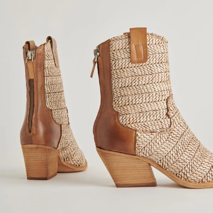 Boots and Booties Women Dolce Vita Texin Booties Brown Multi Raffia