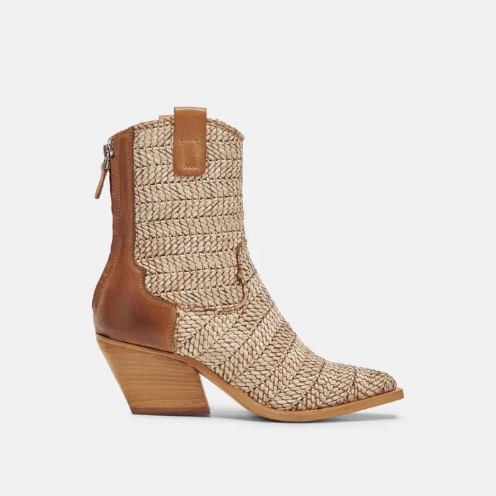 Boots and Booties Women Dolce Vita Texin Booties Brown Multi Raffia