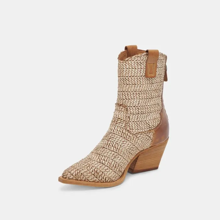 Boots and Booties Women Dolce Vita Texin Booties Brown Multi Raffia