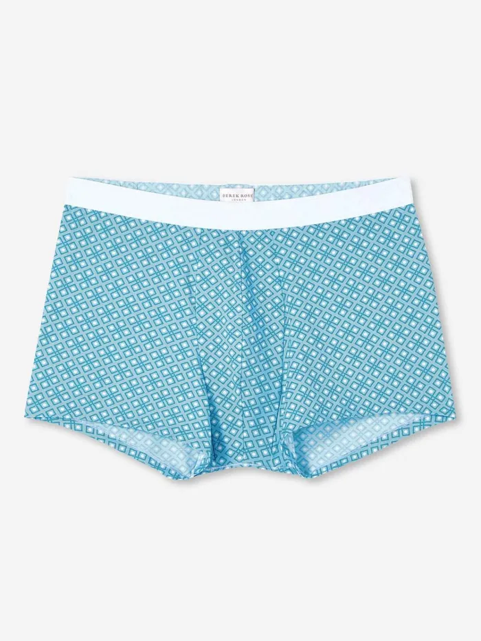 Boxer Briefs Men Derek Rose Boxer Briefs Geometric Pima Cotton Stretch 3 Blue